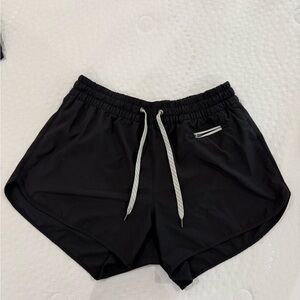 Vuori Clementine Black Women's Athletic Shorts with Drawstring. 4”